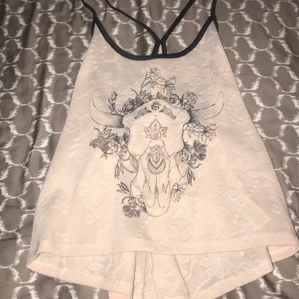 Cute lace tank top with skull head